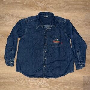Vintage 90’s Disney Store Paris Mickey Embroidered Denim Button Up